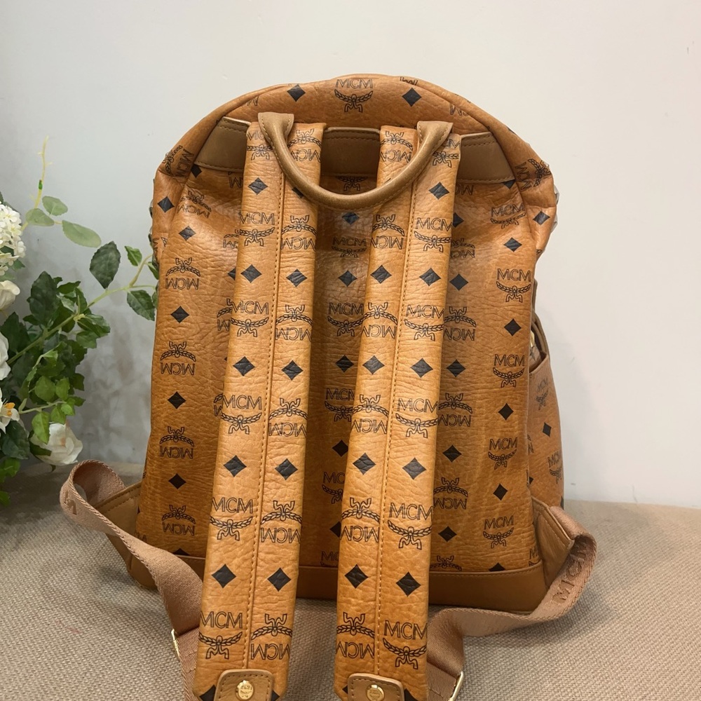 MCM Cognac Logo Backpack - Picture 3 of 14